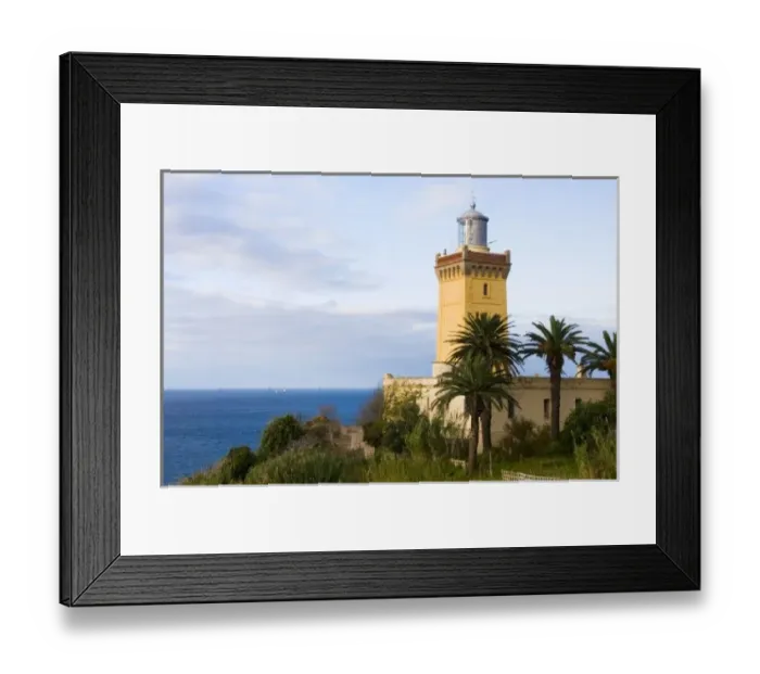 Framed Print : Tangier Morocco lighthouse at Cap Spartel overlooking the Mediterranean & the Atlantic