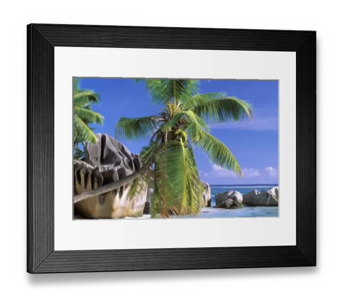 Framed Print : Africa, Seychelles, La Digue Island. Granite outcrops