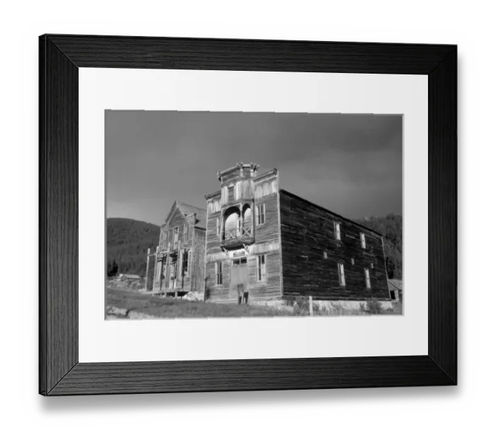 Framed Print : USA, Montana, Elkhorn Fraternity Hall meeting house and Gillian Hall bar and dance hall Framed Print : USA, Montana, Elkhorn Fraternity Hall meeting house and Gillian Hall bar and dance hall