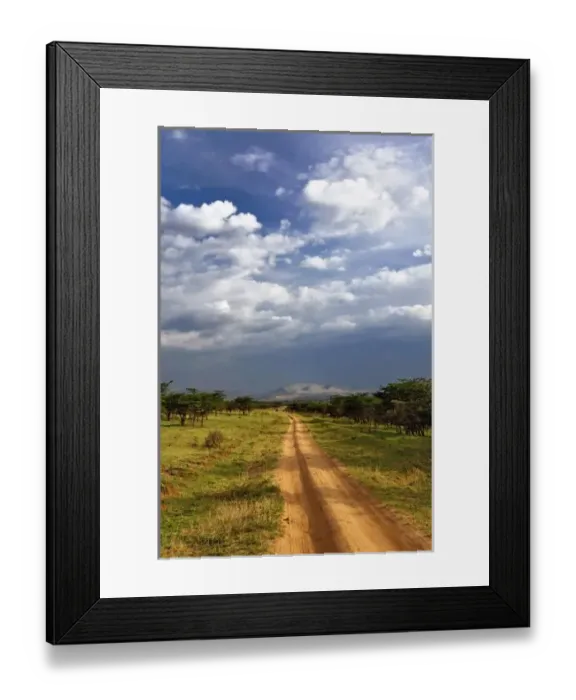Framed Print : Primitive dirt road across the northern Serengeti, Serengeti National Park, Tanzania