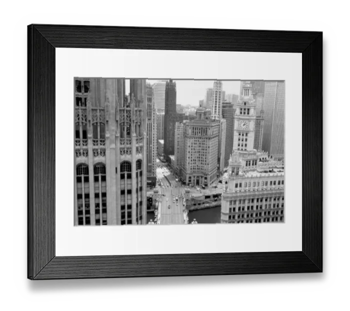 Framed Print : USA, IL, Chicago, Loop from Hotel Inter-Continental. Tribune Tower and Wrigley Building Framed Print : USA, IL, Chicago, Loop from Hotel Inter-Continental. Tribune Tower and Wrigley Building