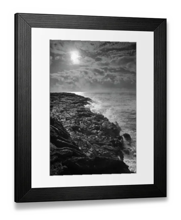 Framed Print : USA. Molten lava flows into the ocean at sunrise in Volcanoes NP on the Big Island of Hawaii