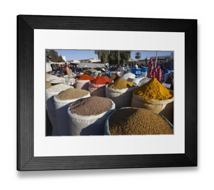 Framed Print : Tunisia, Sahara Desert, Douz, souq-market, spices