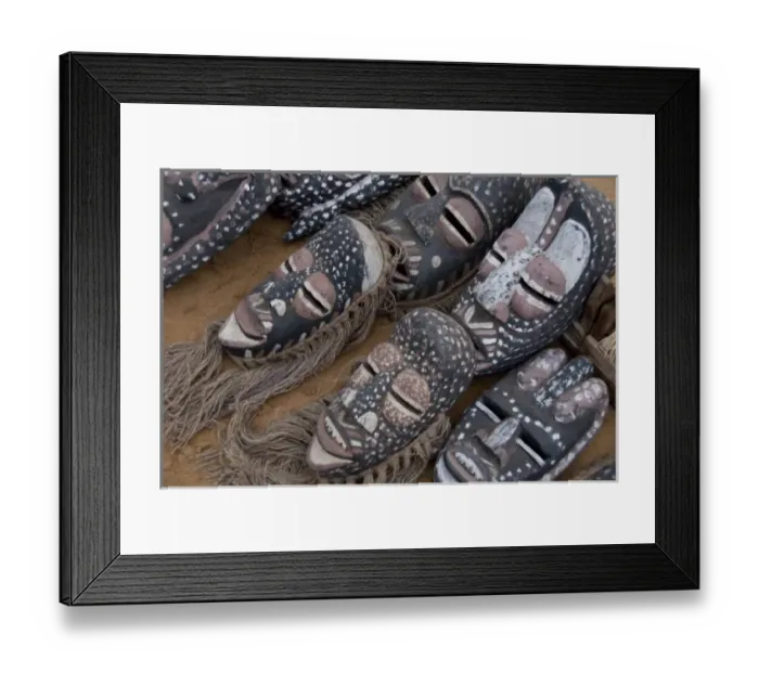 Framed Print : Voodoo masks on local market Lome Voodoo Fetish Market, Lome, Togo
