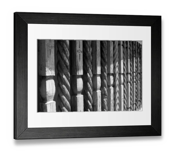 Framed Print : Carved wood fencing on Canyon Rd, Santa Fe, New Mexico, USA
