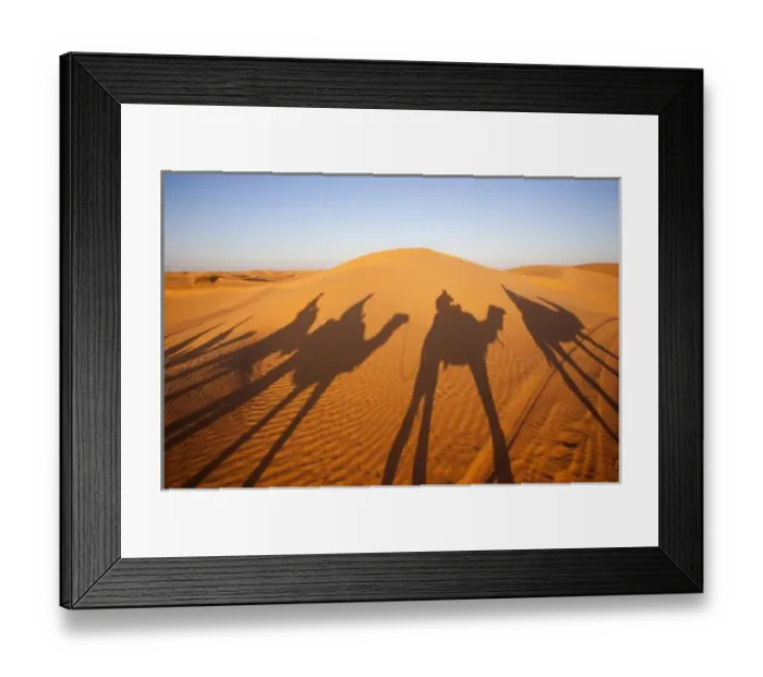Framed Print : Tunisia, Ksour Area, Ksar Ghilane, Grand Erg Oriental Desert, camel caravan, sunset Framed Print : Tunisia, Ksour Area, Ksar Ghilane, Grand Erg Oriental Desert, camel caravan, sunset