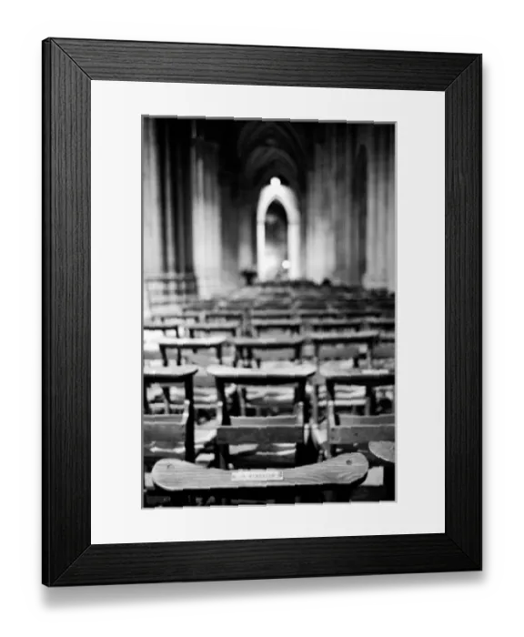 Framed Print : USA, Washington DC. Church pews of National Cathedral