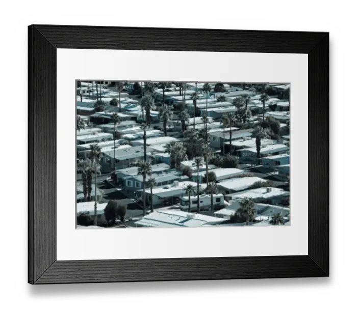 Framed Print : USA, California, Palm Springs. Trailer Park on East Palm Canyon Drive