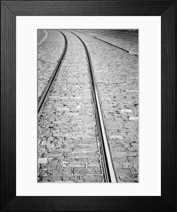 Framed Print : Europe, Switzerland, Bern. Tram tracks, Marktgasse