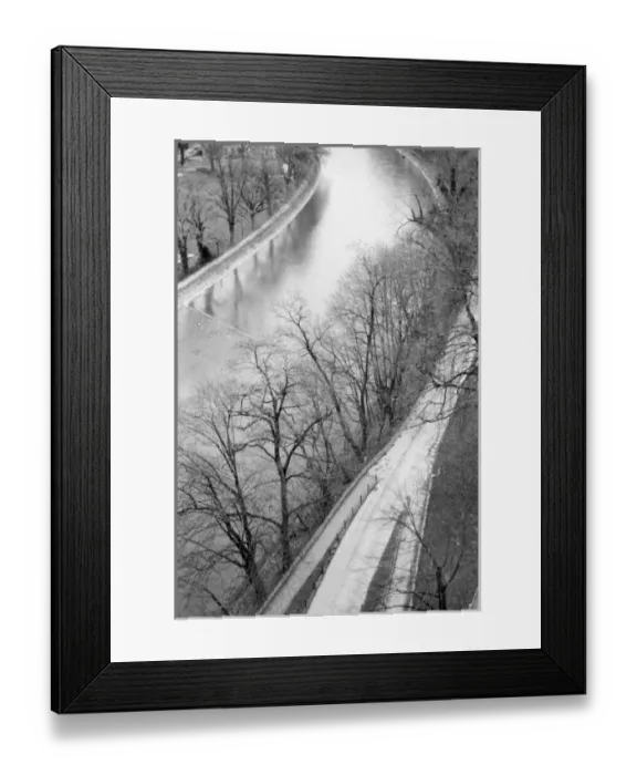 Framed Print : Europe, Switzerland, Bern. Overview of the Aare River banks