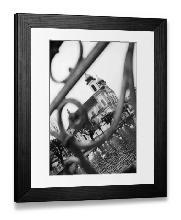 Framed Print : Europe, Switzerland, Lucerne. Jesuit church through railing Framed Print : Europe, Switzerland, Lucerne. Jesuit church through railing