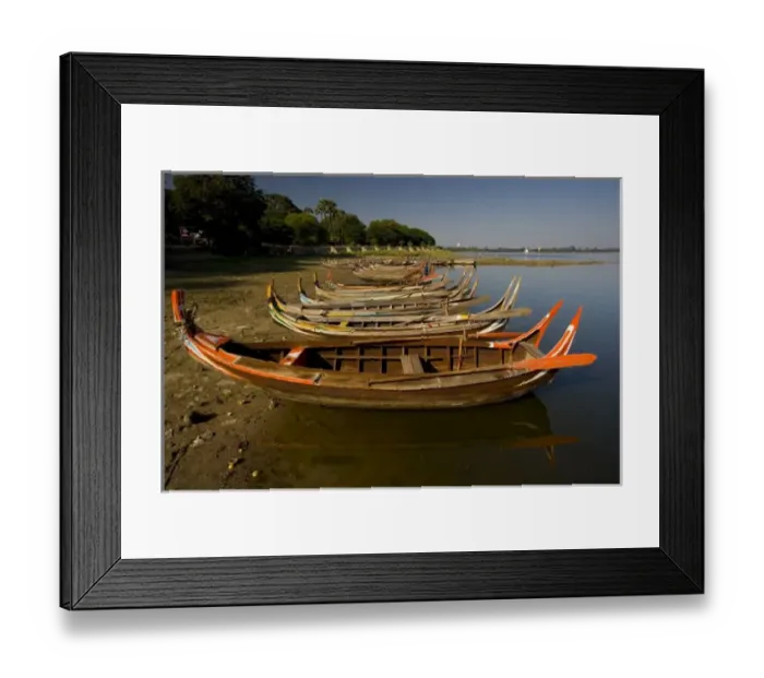 Framed Print : Boats on lake between Kyauktawgyi Paya and Taungthaman village, Myanmar (Burma) Framed Print : Boats on lake between Kyauktawgyi Paya and Taungthaman village, Myanmar (Burma)