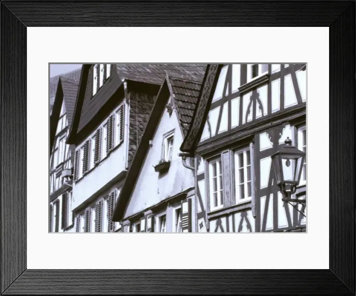 Framed Print : Europe, Germany, Rhineland, Pfalz, Bacharach. Half timbered buildings Framed Print : Europe, Germany, Rhineland, Pfalz, Bacharach. Half timbered buildings