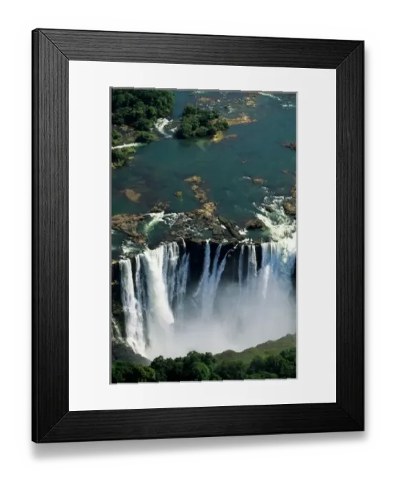 Framed Print : Victoria Falls, Zambia to Zimbabwe border. The Falls from above Framed Print : Victoria Falls, Zambia to Zimbabwe border. The Falls from above