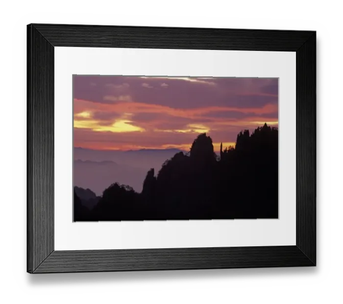 Framed Print : Silhouette of Mt. Huangshan (Yellow Mountain) at sunset, Anhui Province, China Framed Print : Silhouette of Mt. Huangshan (Yellow Mountain) at sunset, Anhui Province, China