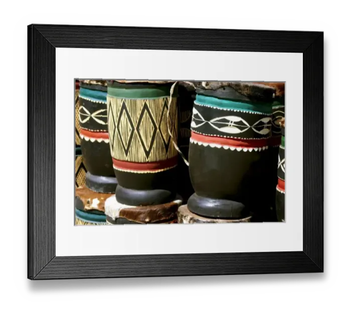 Framed Print : Hand carved drums