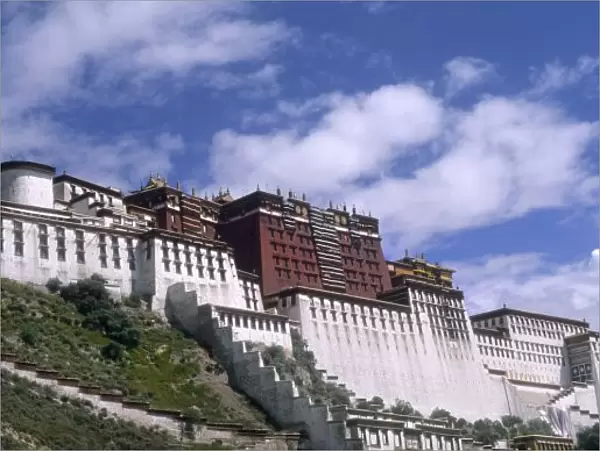 Potala Palace on mountain the home of the Dalai Lama in capital city of Lhasa Tibet China