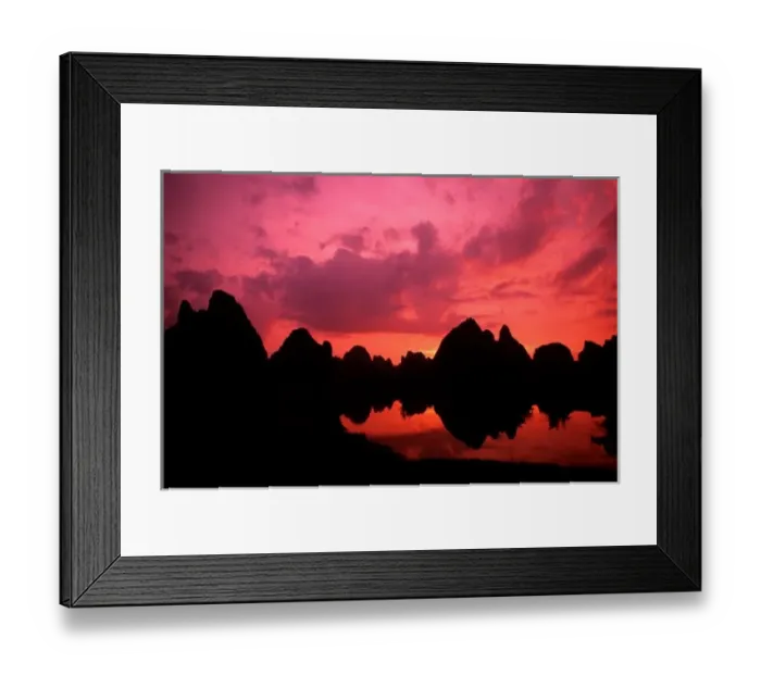 Framed Print : Beautiful color at sunset of limestone mountains in Guilin Framed Print : Beautiful color at sunset of limestone mountains in Guilin