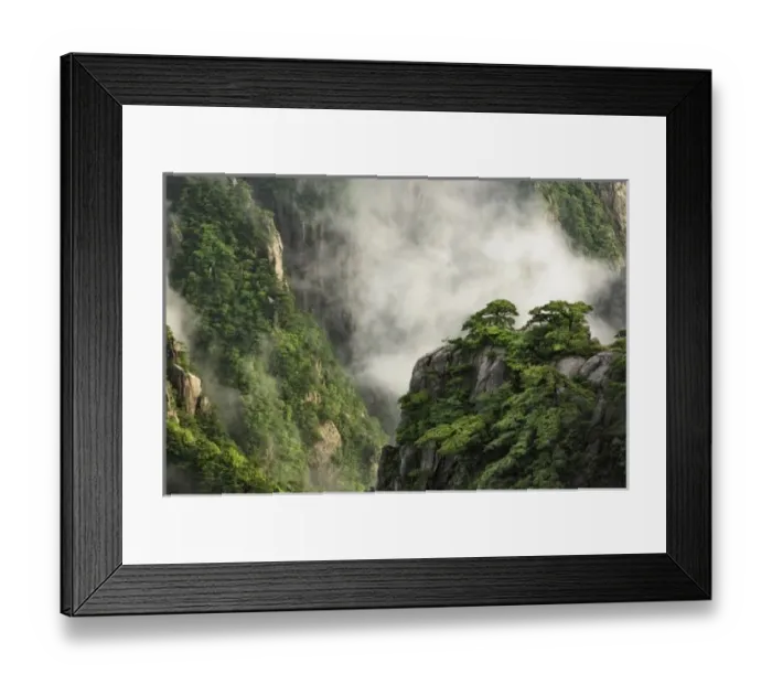 Framed Print : Mist among the peaks and valleys of Grand Canyon in West Sea, Mt. Huang Shan or Yellow Framed Print : Mist among the peaks and valleys of Grand Canyon in West Sea, Mt. Huang Shan or Yellow