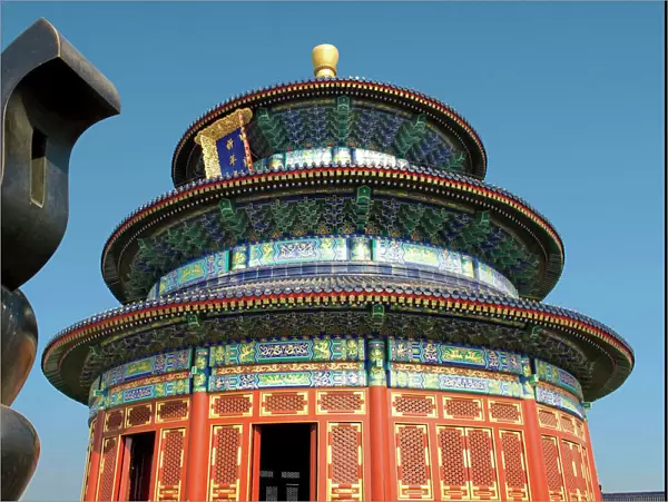 China, Beijing, Temple of Heaven, Chinese Urn in the foreground