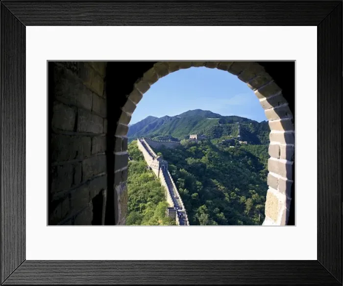 Framed Print : China, Huairou County, Mutianyu section of The Great Wall, viewed through turret window