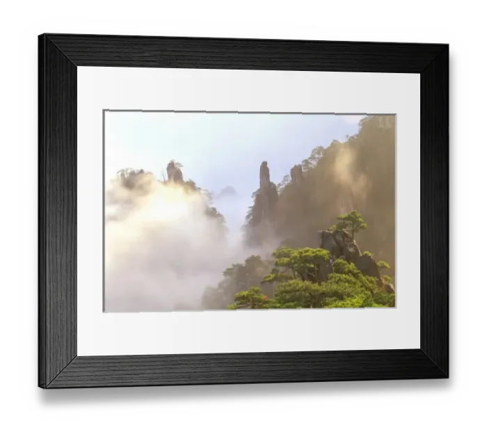 Framed Print : Asia, China, Huanshan. The Yellow Mountain in fog