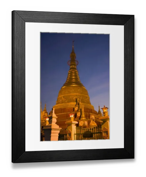 Framed Print : Shwe Myin Tin Temple, dusk, Make Tehi Lar, approximately 500 km north of Yangon