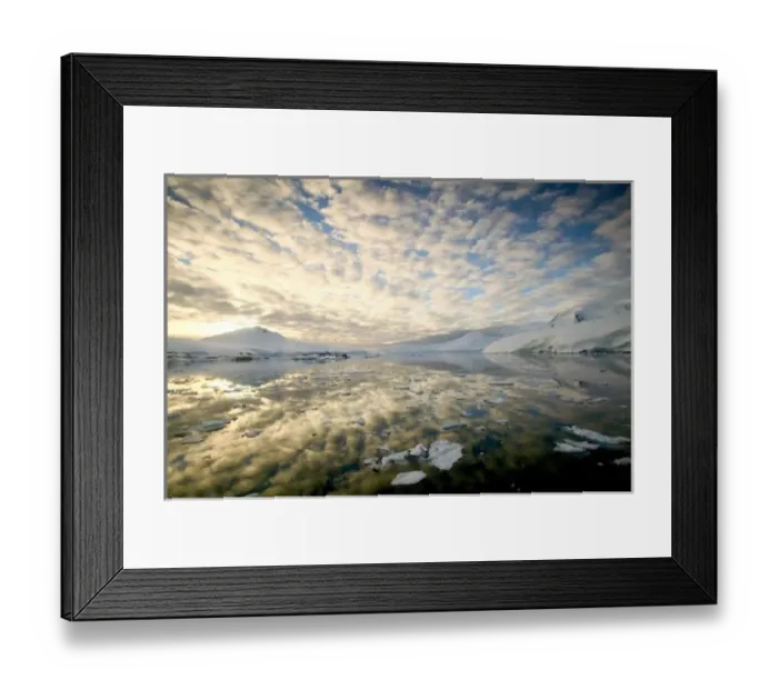 Framed Print : Mountain Ranges around Port Lockeroy with evening light and breaking clouds Framed Print : Mountain Ranges around Port Lockeroy with evening light and breaking clouds