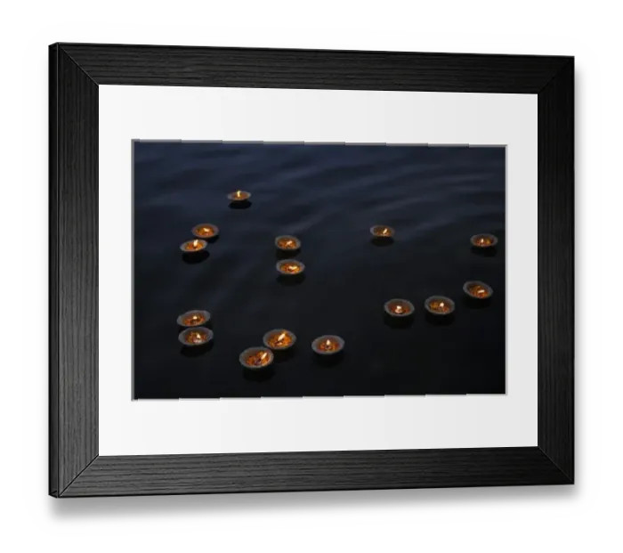 Framed Print : Asia, India, Varanasi Region. Offerings in the Gangi River