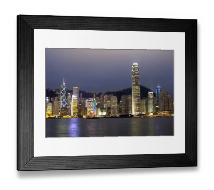 Framed Print : Asia, China, Hong Kong, city skyline and Victoria harbor at night Framed Print : Asia, China, Hong Kong, city skyline and Victoria harbor at night