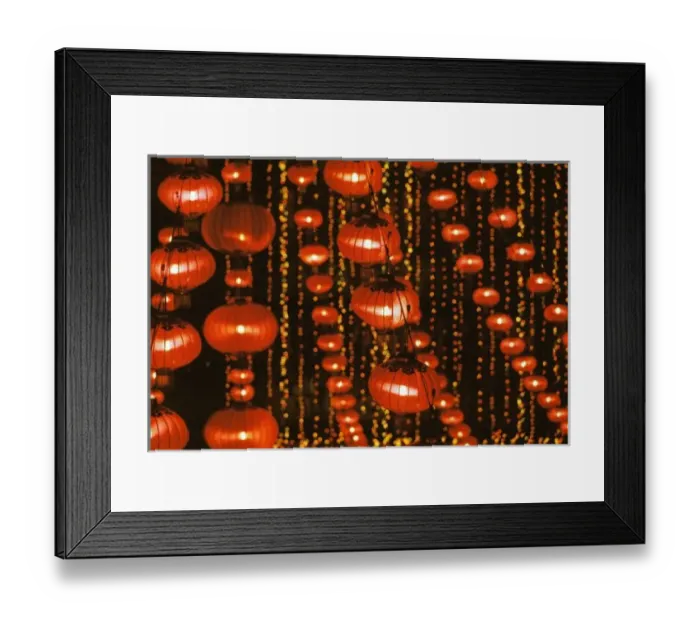 Framed Print : Asia, China, Beijing. Red Chinese lanterns, lobby of Beijing hotel