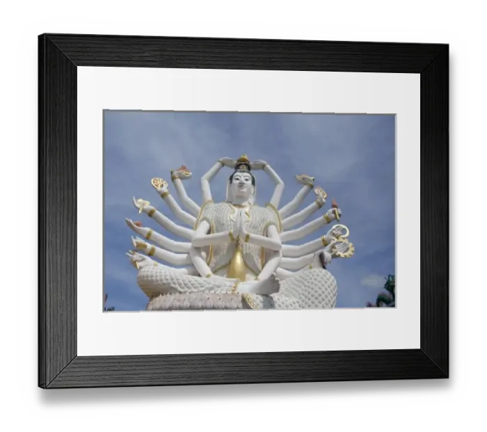 Framed Print : Thailand, Ko Samui (aka Koh Samui). Wat Plai Laem aka Plai Laem Temple. Giant statue of Kwan Yin