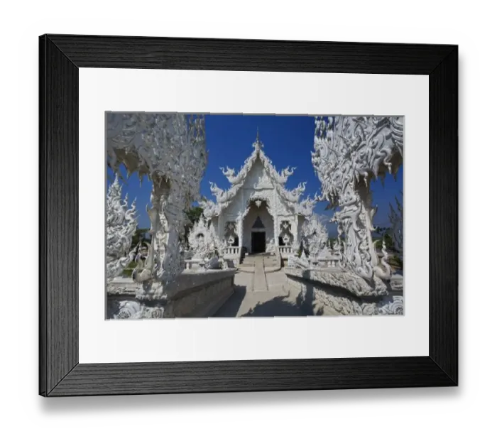 Framed Print : The new all white temple of Wat Rong Khun in Tambon Pa-Or Donchai designed by Chalemchai Kositpipat Framed Print : The new all white temple of Wat Rong Khun in Tambon Pa-Or Donchai designed by Chalemchai Kositpipat