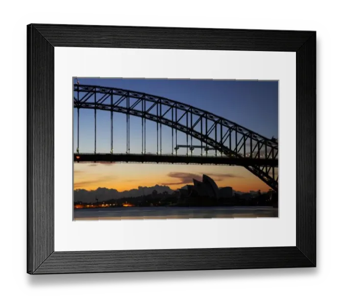 Framed Print : Sydney Harbor Bridge and Sydney Opera House at Dawn, Sydney, New South Wales, Australia Framed Print : Sydney Harbor Bridge and Sydney Opera House at Dawn, Sydney, New South Wales, Australia