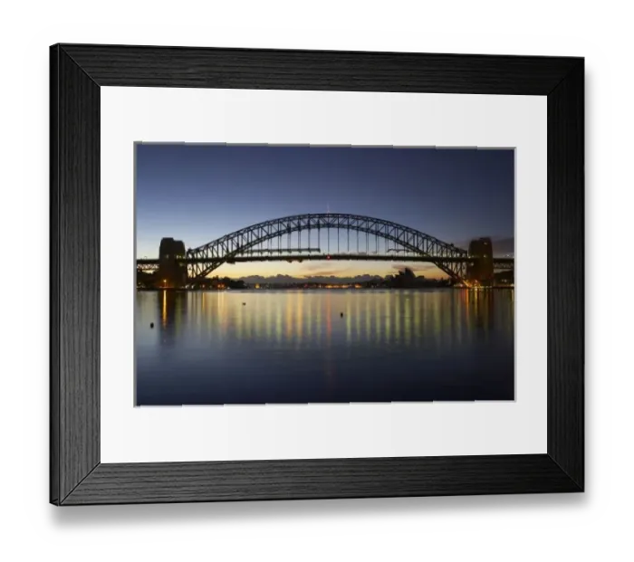 Framed Print : Sydney Harbor Bridge and Sydney Opera House at Dawn, Sydney, New South Wales, Australia