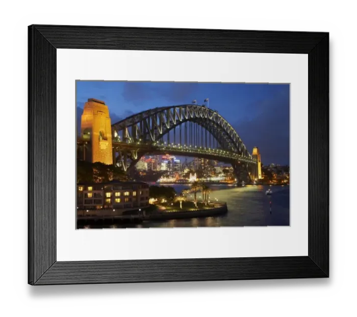 Framed Print : Sydney Harbor Bridge and Park Hyatt Sydney Hotel at Night, Sydney, New South Wales Framed Print : Sydney Harbor Bridge and Park Hyatt Sydney Hotel at Night, Sydney, New South Wales
