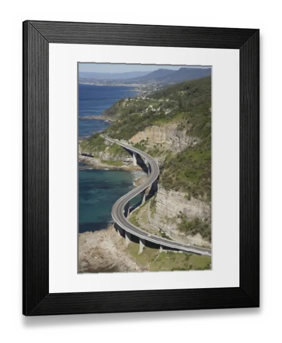 Framed Print : Aerial view of Sea Cliff Bridge near Wollongong, New South Wales, Australia Framed Print : Aerial view of Sea Cliff Bridge near Wollongong, New South Wales, Australia