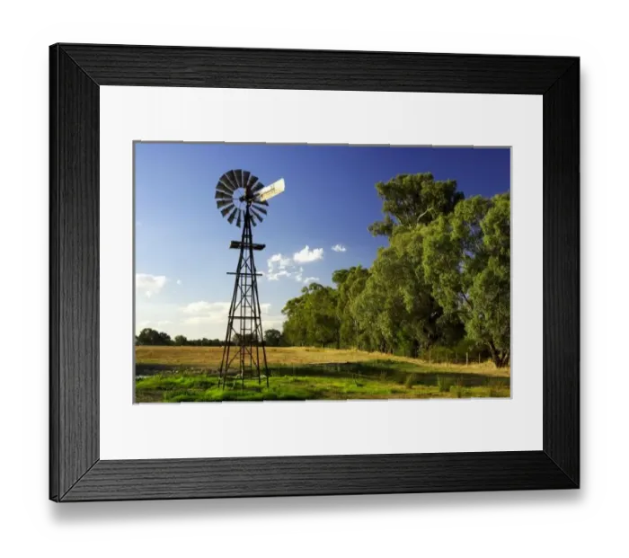 Framed Print : Windmill near Hume Highway, Victoria, Australia