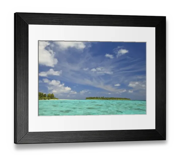Framed Print : View of Funadoo Island from Funadovilligilli Island, North Huvadhoo Atoll, Southern Maldives