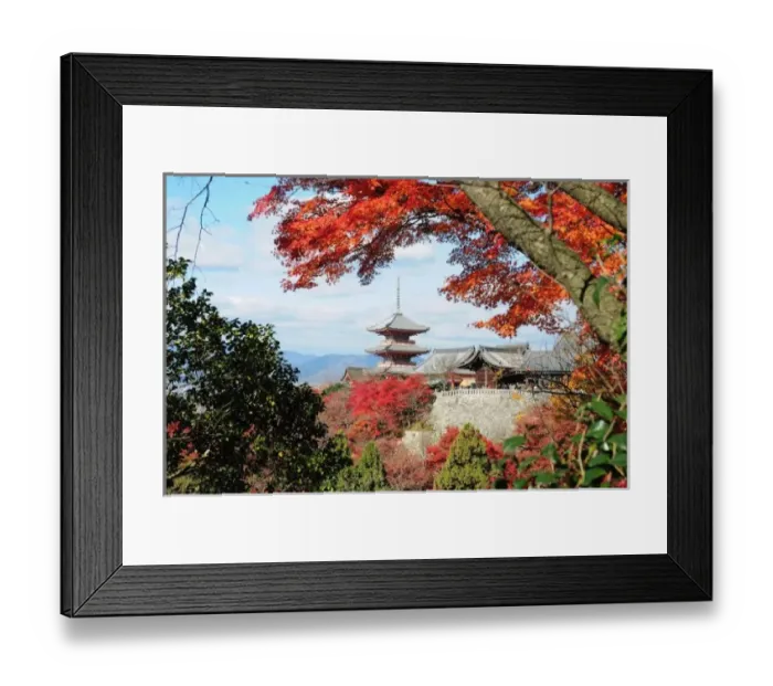 Framed Print : Japan, Kyoto. Kiyomizu temple in Autumn color