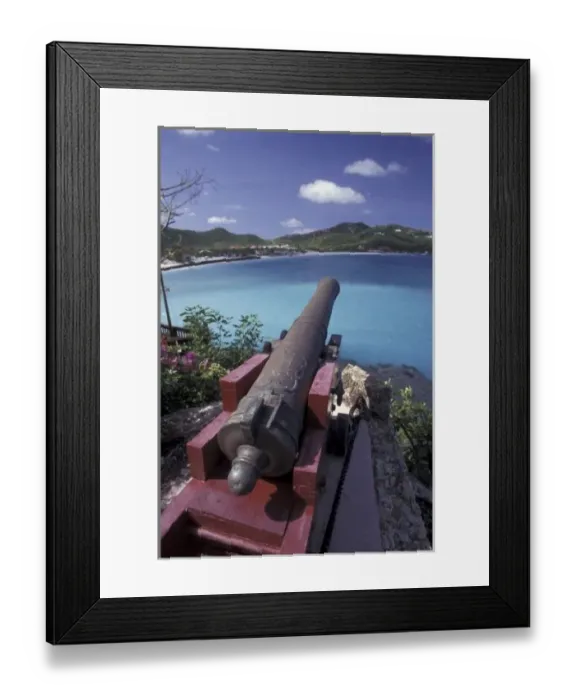 Framed Print : CARIBBEAN, St. Barts, Connon aiming into Bay of St. Jean Framed Print : CARIBBEAN, St. Barts, Connon aiming into Bay of St. Jean