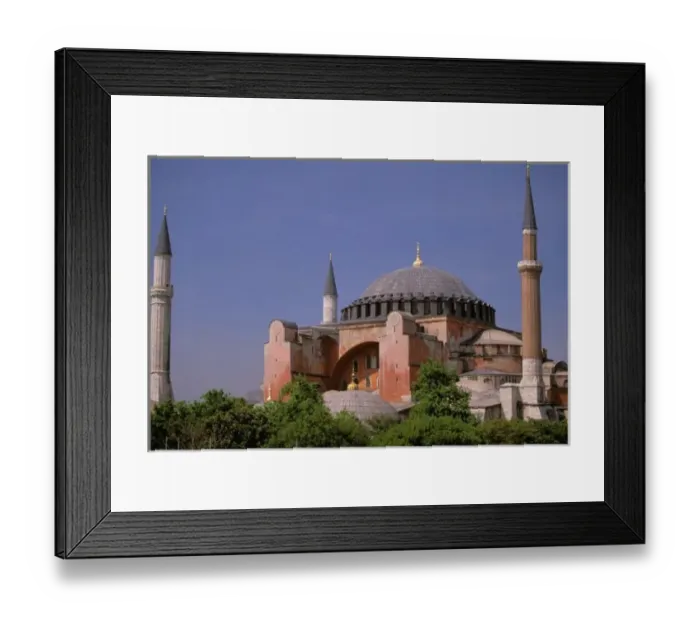 Framed Print : Europe, Middle East, Turkey, Istanbul. Aya Sophia Mosque, daytime garden view