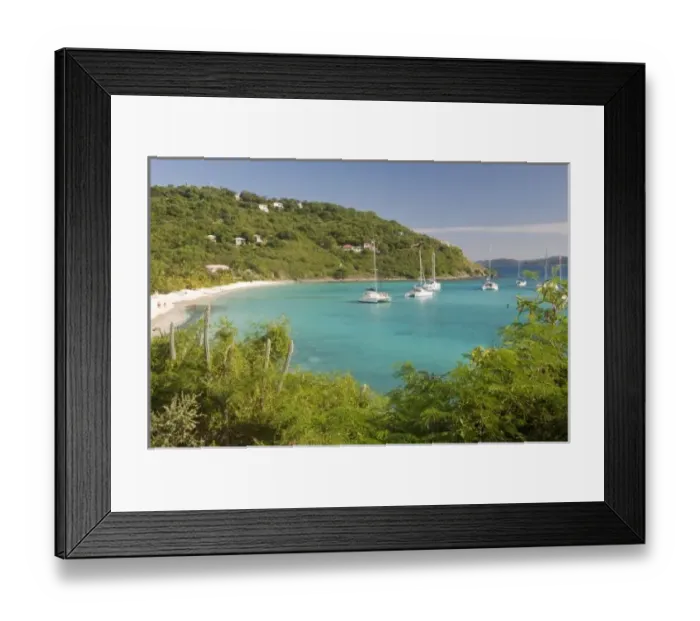Framed Print : Popular moorings for bareboaters and charter sail, Jost van Dyke, White Bay, British Virgin Island