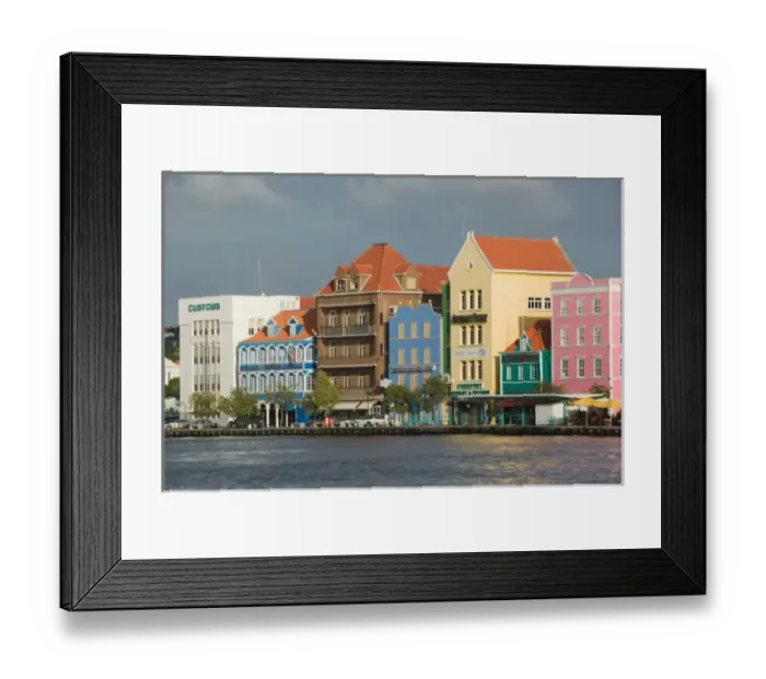 Framed Print : ABC Islands, CURACAO, Willemstad: Harborfront Buildings of Punda Framed Print : ABC Islands, CURACAO, Willemstad: Harborfront Buildings of Punda