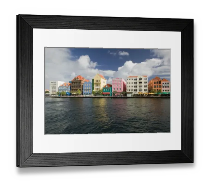 Framed Print : ABC Islands, CURACAO, Willemstad: Harborfront Buildings of Punda Framed Print : ABC Islands, CURACAO, Willemstad: Harborfront Buildings of Punda