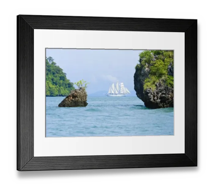 Framed Print : Thailand, Andaman Sea. Star Fyer clipper ship in the Ao Phang Nga Islands in the Andaman Sea