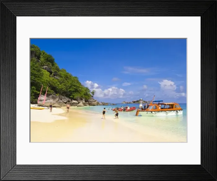 Framed Print : Thailand, Andaman Sea. Passengers onshore at Ko Miang Island Similan Islands Andaman Sea Thailand Framed Print : Thailand, Andaman Sea. Passengers onshore at Ko Miang Island Similan Islands Andaman Sea Thailand