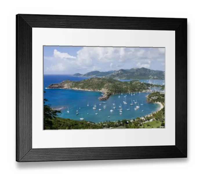 Framed Print : North America, Caribbean, Antigua. English Harbor taken from Shirley Heights Framed Print : North America, Caribbean, Antigua. English Harbor taken from Shirley Heights