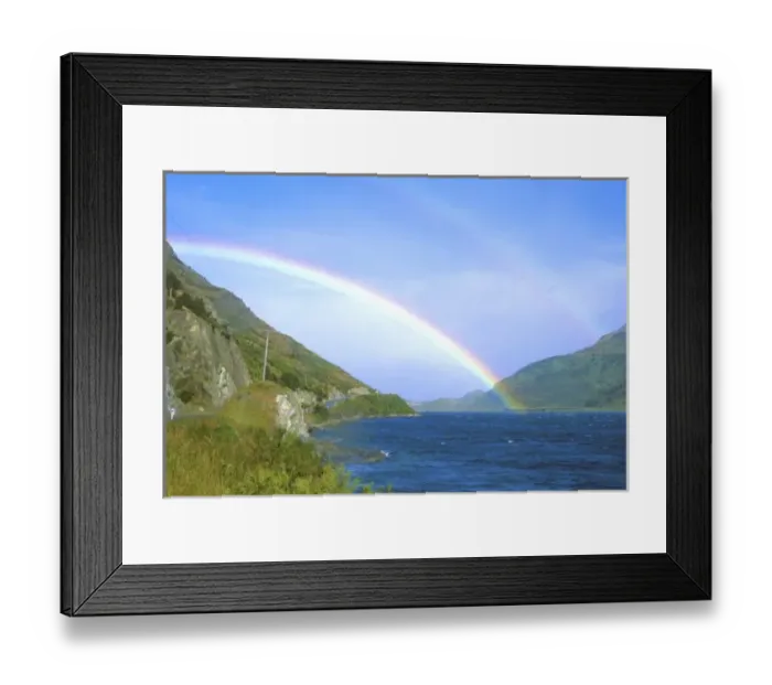 Framed Print : Rainbow over Hawea Lake, South Island, New Zealand