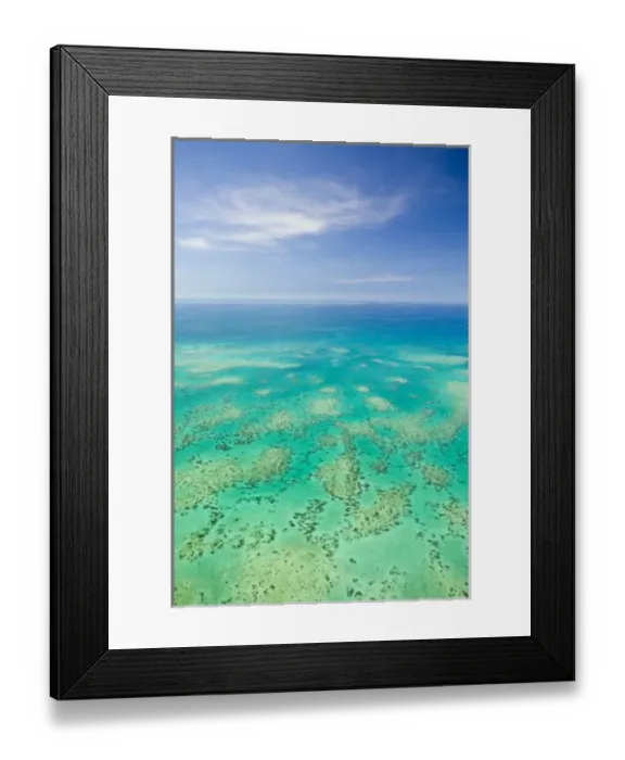 Framed Print : The Great Barrier Reef, aerial view of Green Island, Cairns Area, North Coast, Queensland